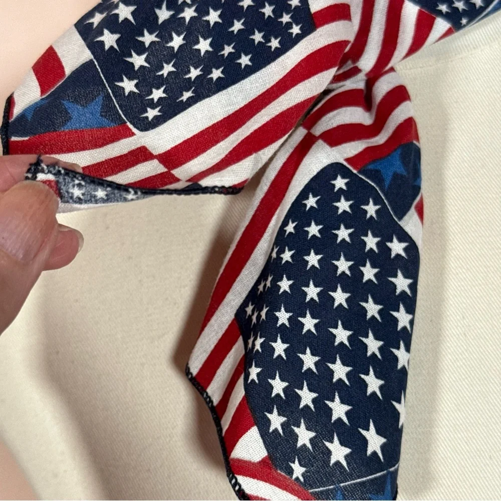 Vintage 1980 90 Handmade retro western flag print bandana scarf USA 🇺🇸 - Picture 6 of 15